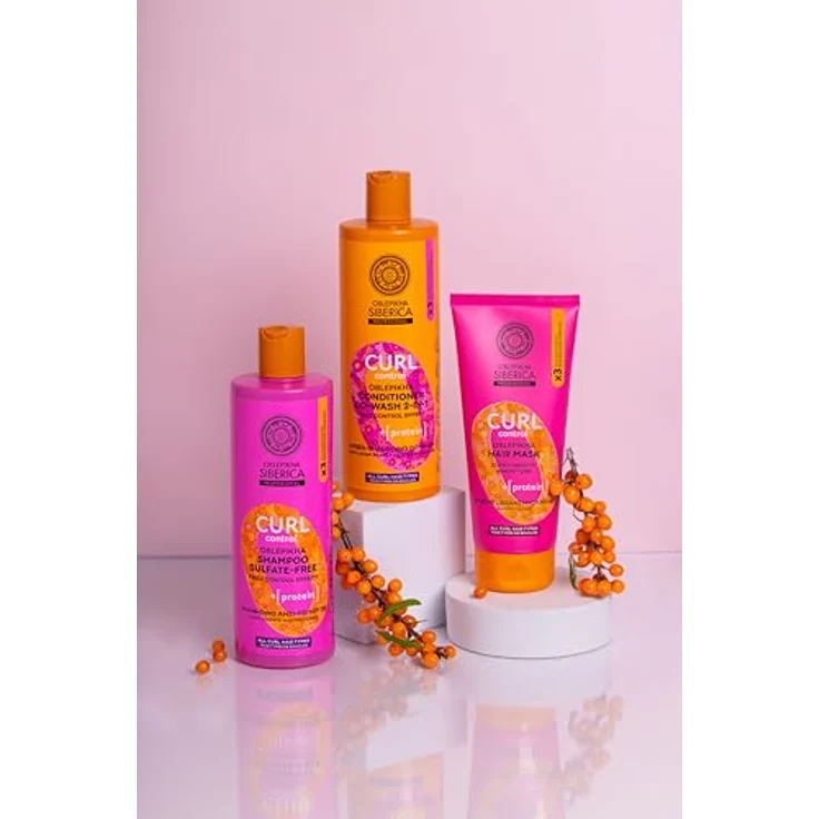 Natura Siberica OBLEPIKHA O. Curl Control Hair Mask, 200 ml, Haarmaske für elastische Locken, vegan, Sanddornöl – Bild 3