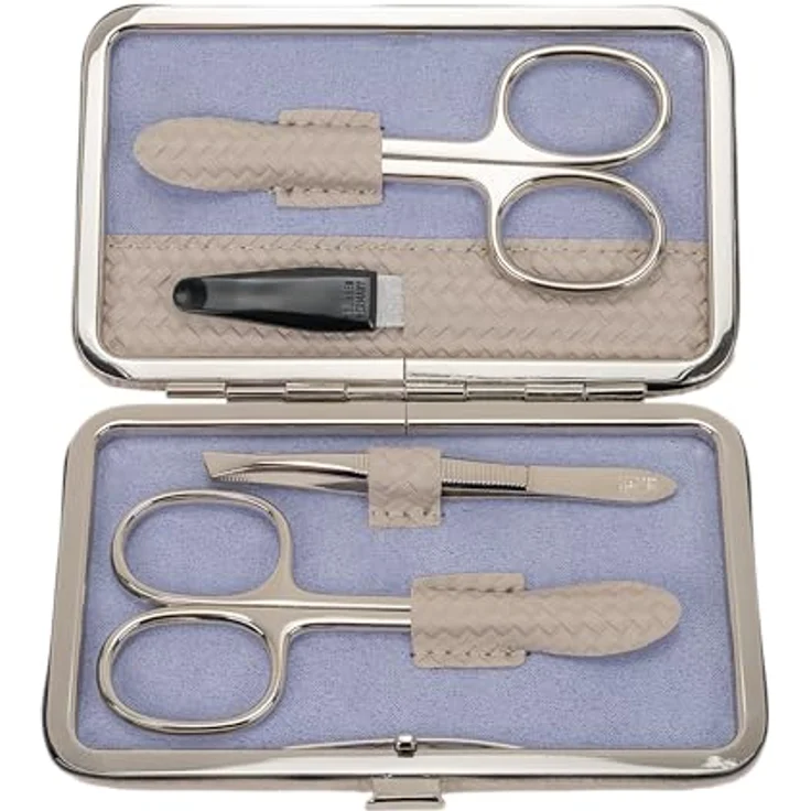 Windrose Corbello Nagelpflegegerät, Maniküre-Set taupe mit 1 Nagelfeile, 1 Pinzette und 2 Scheren, 11 cm – Bild 3