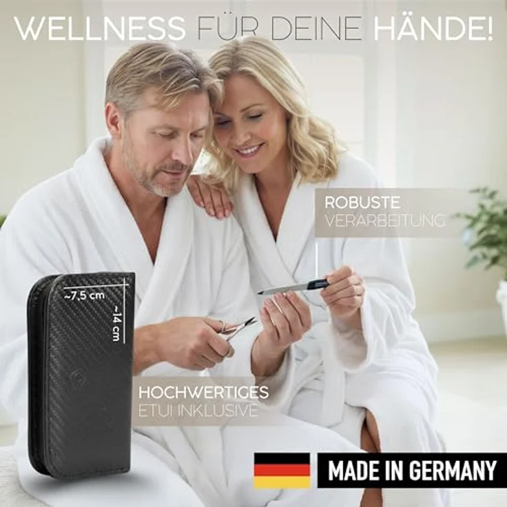 marQus Maniküre Set Solingen, 6-teiliges Nagelset mit Kunst-Leder Etui, glanzvernickelter Stahl für Damen und Herren, handlich und weich – Bild 2