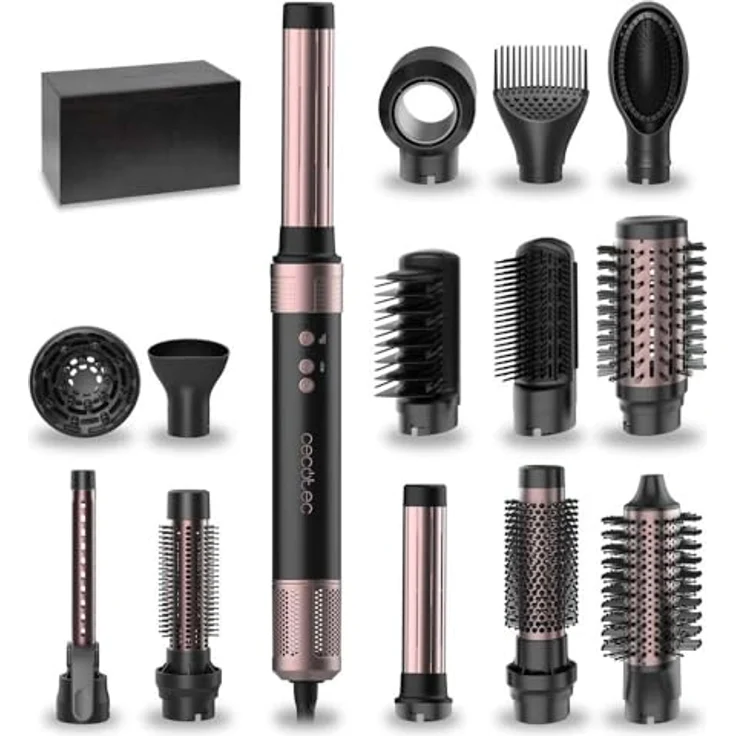 Cecotec Warmluftbürste CeramicCare AirGlisse 14in1 Black, 1400W, Multistyler mit Coanda-Technologie und 14 Aufsätzen – Bild 1