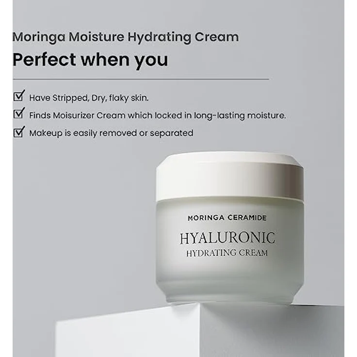 HEIMISH Moringa Ceramide Hyaluronic Hydrating Cream, 50ml - Feuchtigkeitsspendende Gesichtscreme mit SPF 30 und Gel-Creme-Textur – Bild 4