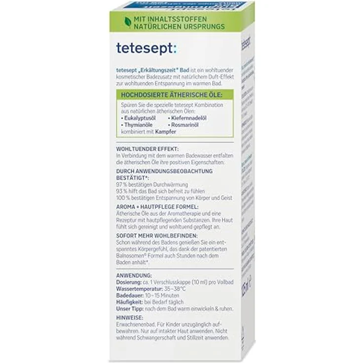 Tetesept Erkältungszeit Bad, entspannender Badezusatz für ein wohltuendes Vollbad, 125 ml – Bild 4
