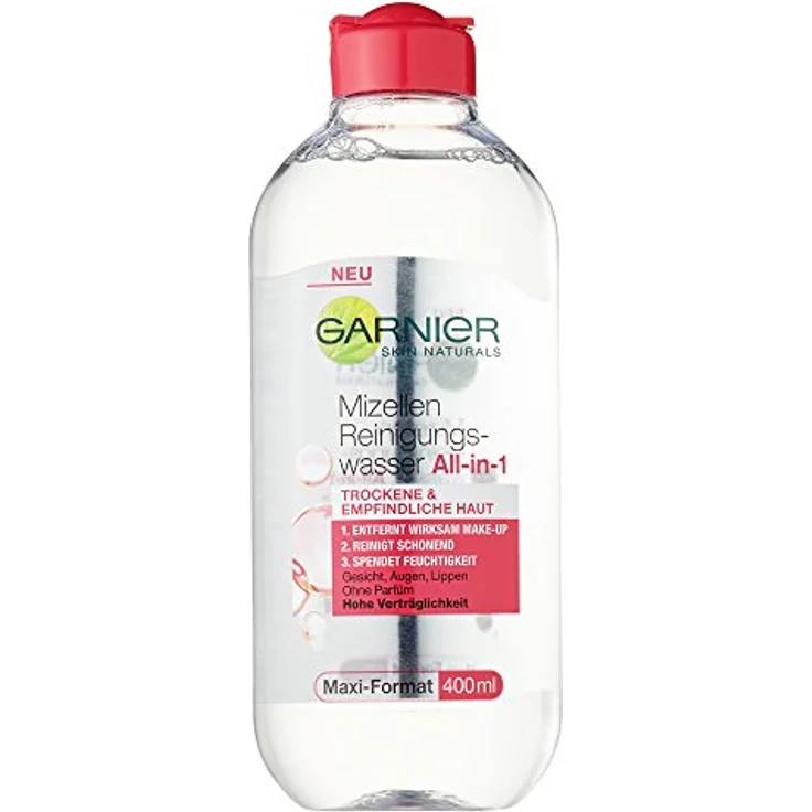 Garnier Mizellen Reinigungswasser / Gesichtsreinigung für trockene und empfindliche Haut (Optimale Verträglichkeit - ohne Parfüm) 6 x 400 ml – Bild 1