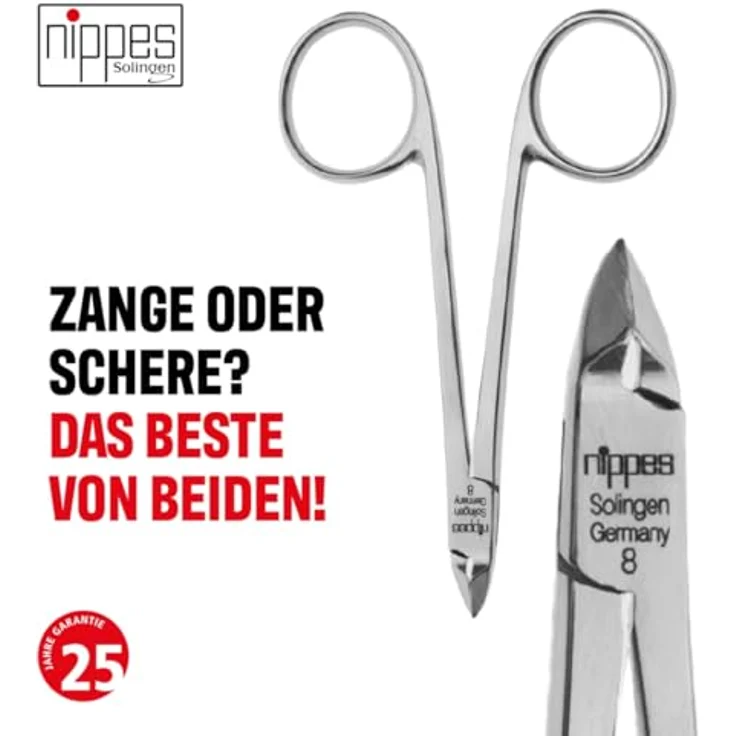 Nippes Solingen Hautzange 8 cm, Vernickelter Stahl, extra fein, Made in Germany, Silber – Bild 4