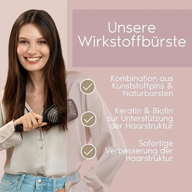 PARSA Beauty Professional Wirkstoffbürste Keratin + Biotin Rundföhnbürste 44mm - Haarbürste zum Glätten und Pflegen - Haarbürste lockiges Haar - Haarbürste langes Haar – Bild 3