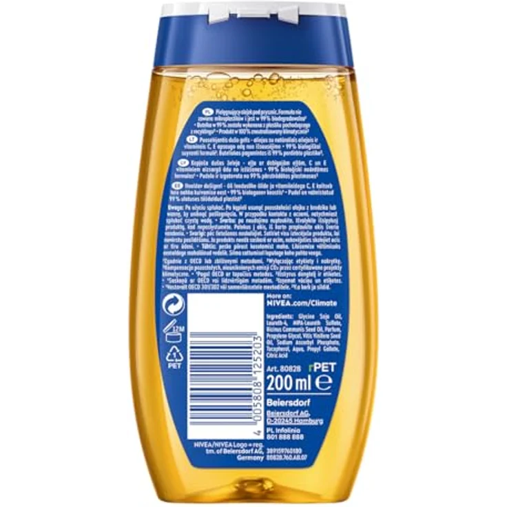 NIVEA Natural Duschöl mit 55% natürlichen Ölen, 200ml - sanfte Pflege für normale bis trockene Haut, dermatologisch getestet – Bild 2