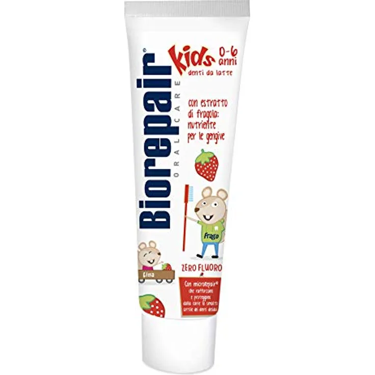 Biorepair Zahncreme Dentifricio Junior Per Bambini Senza Fluoro 0-13 Anni Topo Gigio 50 Ml , (1Er Pack)