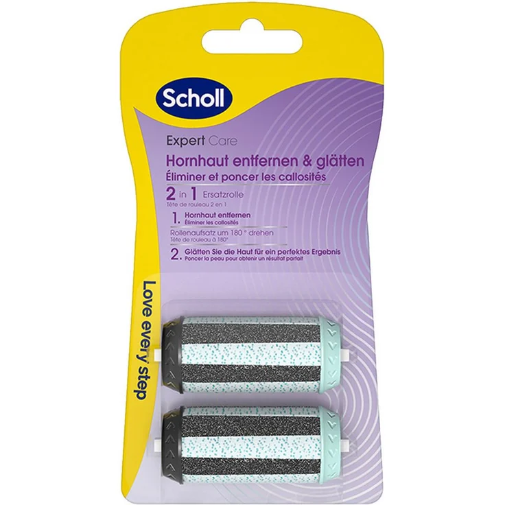 Scholl Hornhautentferner Ersatzrolle EXPERTCARE 2 in 1, Nachfüller für elektrische Hornhautentferner, sanfte und effektive Entfernung von Hornhaut – Bild 1