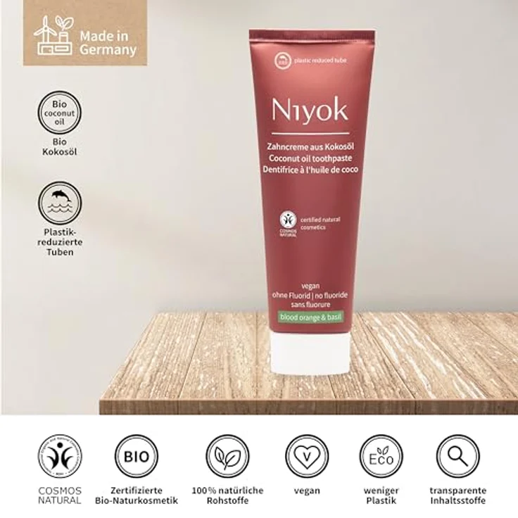 NIYOK Zahnpasta blood orange - basil, 75ml – Bild 3