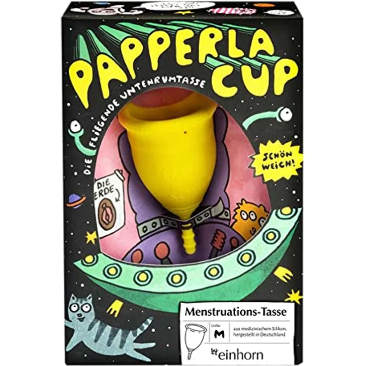 einhorn Menstruationstasse Papperlacup - M, 26ml Fassungsvermögen, Durchmesser 43,5mm – Bild 2