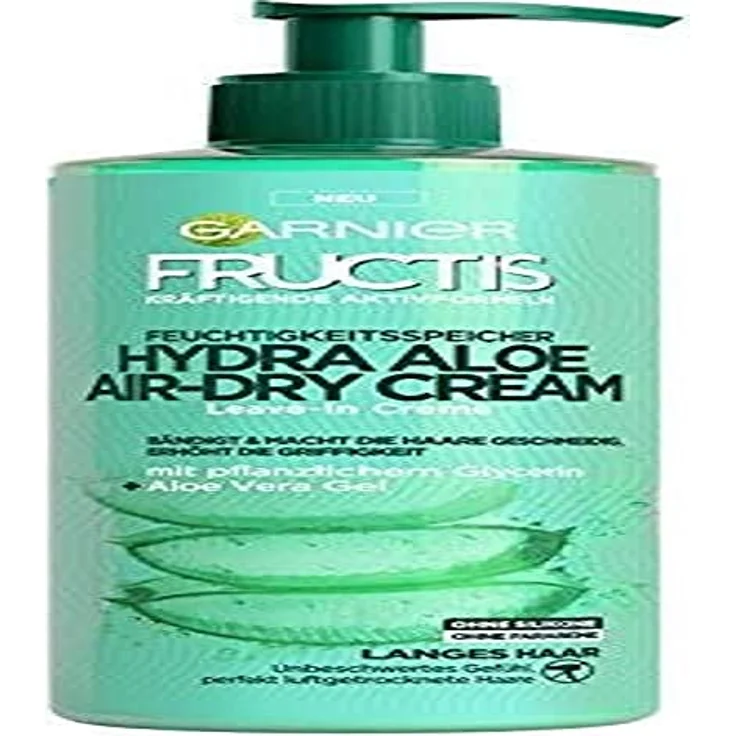 Garnier Fructis Hydra Aloe Air-Dry Cream, Leave-in Creme, mit feuchtigkeitsspendendem Aloe Vera-Gel, Anti-Frizz-Effekt, 400 ml – Bild 1