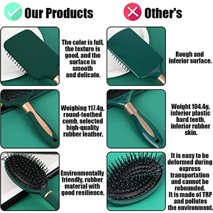4-teiliges Haarbürsten-Set, antistatischer Massage-ovaler Kamm, Entwirrungsbürste, runde Haarbürste, Belüftungsöffnung, flexible weiche Nadelborsten für Haar – Bild 3