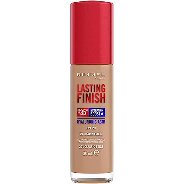 Rimmel London Lasting Finish 35H 201 Classic Beige Foundation, langanhaltend, feuchtigkeitsspendend, vegane Formel, hohe Deckkraft, 30 ml – Bild 1