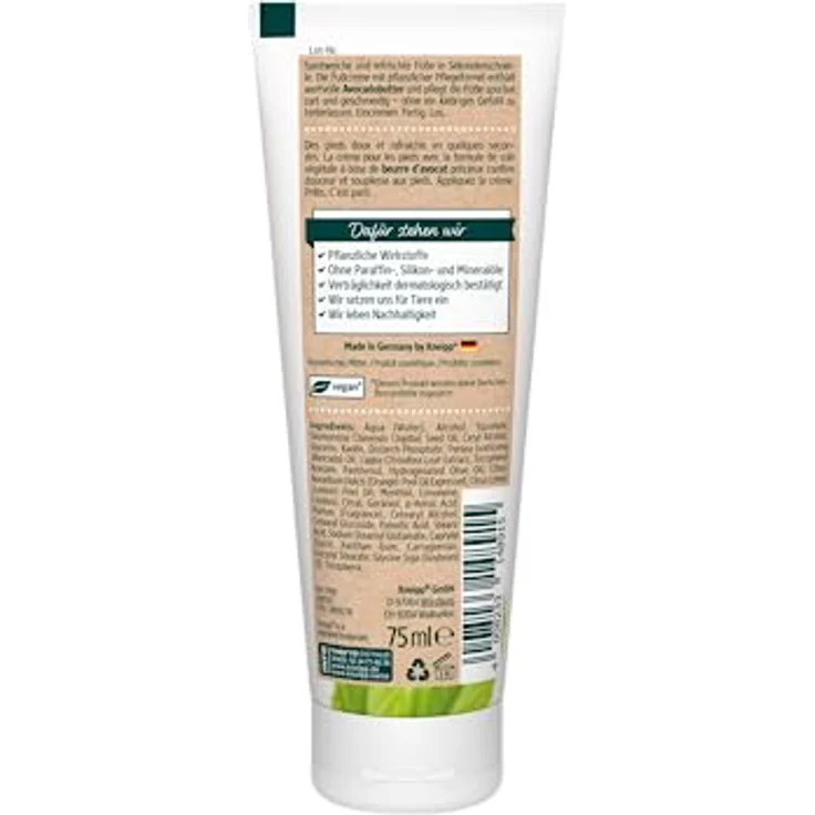Kneipp Sekunden-Fußcreme Zitronenverbene - Avocadobutter Fußcreme 75 ml – Bild 2
