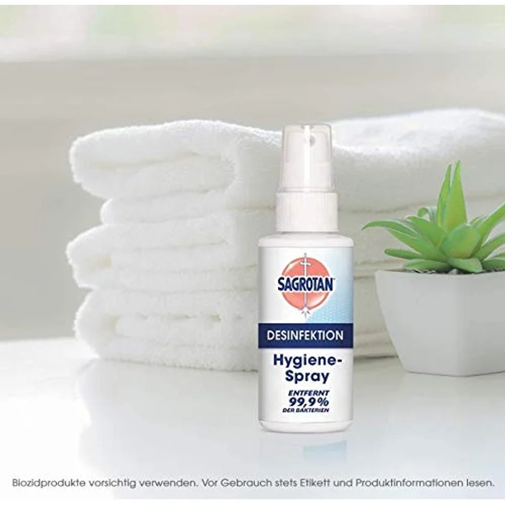 SAGROTAN Hygiene-Pumpspray 100 ml Oberflächen-Desinfektionsmittel, entfernt 99,9% der Bakterien, ideal für unterwegs – Bild 5