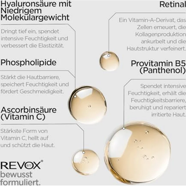 Revox B77 JUST Retinal, Anti-Aging Gesichtsserum mit Vitamin A und C, 30 ml, vegan – Bild 3