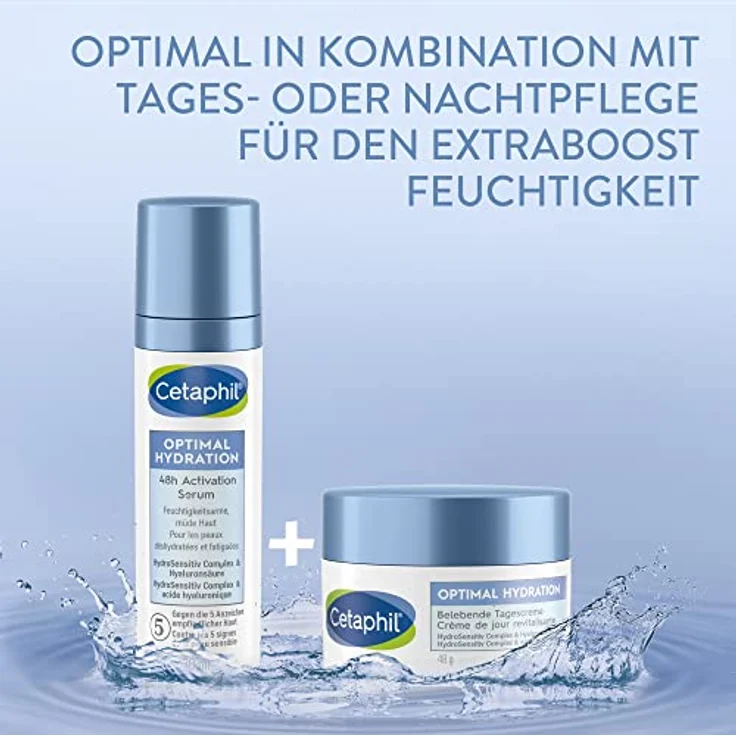 Cetaphil Optimal Hydration 48h Activation Serum, 30ml, Für feuchtigkeitsarme, müde Gesichtshaut, Stärkt die Hautbarriere und beruhigt die Haut, Mit Glycerin, Sonnenblumenöl, Sheabutter & Hyaluronsäure – Bild 5