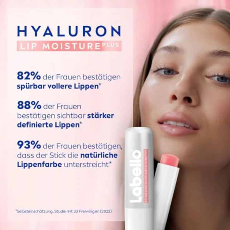 Labello Hyaluron Lip Moisture Plus Rosé, Lippenpflegestift mit Hyaluronsäure und Menthol, 24h Feuchtigkeit, für rosige Lippen, 5,2 ml – Bild 4