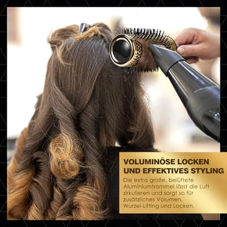 SHINLEA Runde Haarbürste 53 mm, Anti-Zieh-Bürste für lockige Haare, zum Stylen, Föhnen und Entwirren, verleiht Volumen und Glanz – Bild 3