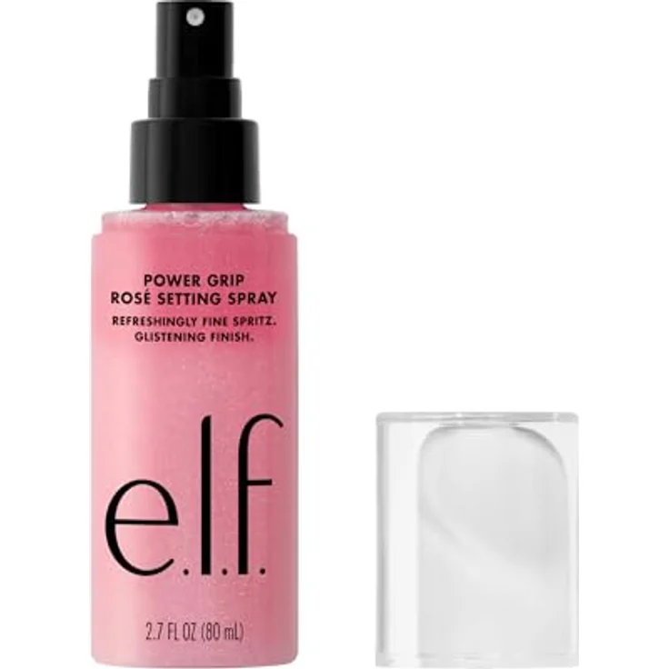 e.l.f. Power Grip Rosé Setting Spray, Zwei-Phasen-Fixierspray mit Niacinamid für langen Halt und schimmerndes Finish, vegan und tierversuchsfrei – Bild 1