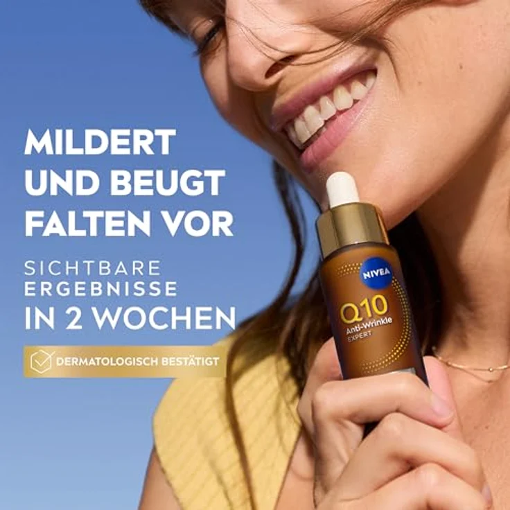 NIVEA Q10 Anti-Falten EXPERTE Dual Action Serum 30ml mit innovativer Anti-Glykationstechnologie und GLYCOSTOP® zur Faltenmilderung und -vorbeugung – Bild 3