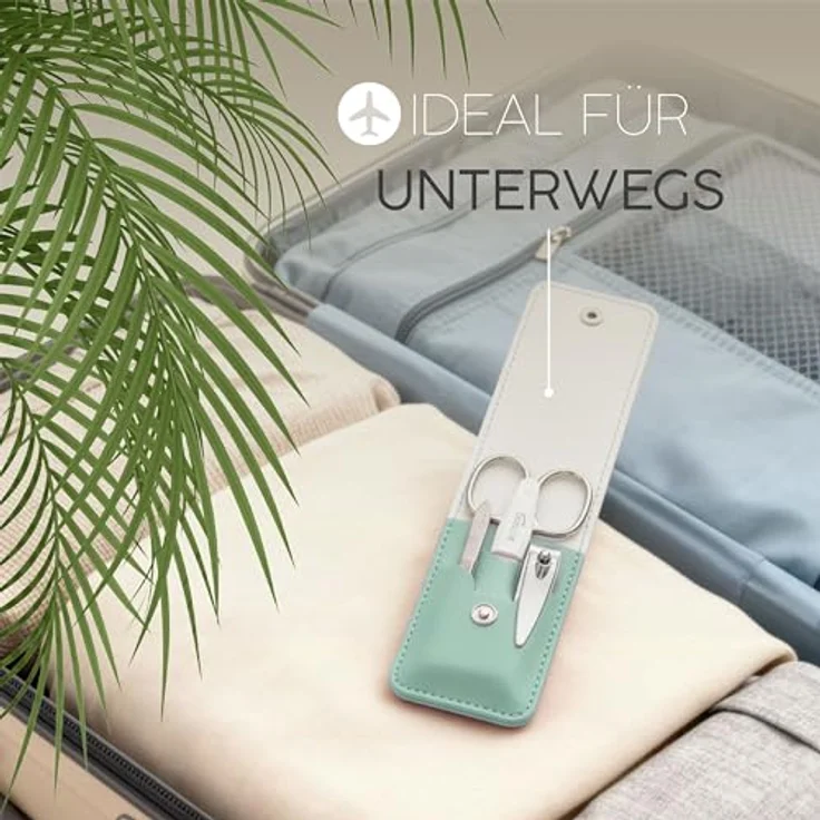 marQus Maniküre Set 4-teilig, komplettes Nagelpflegeset mit Solinger Saphirfeile, mintfarbenes Reise Nageletui – Bild 4