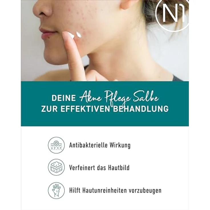 N1 Akne Pflege Salbe 30 ml - Getönte Pickel Creme - Antibakteriell, verfeinert das Hautbild - Auch für empfindliche Haut - Akne Creme Gesicht, Acne – Bild 2