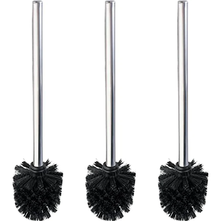 Wenko WC-Bürste mit Edelstahlstiel Glänzend 3er Set, schwarzer Bürstenkopf, rostfreier Edelstahlstiel – Bild 2