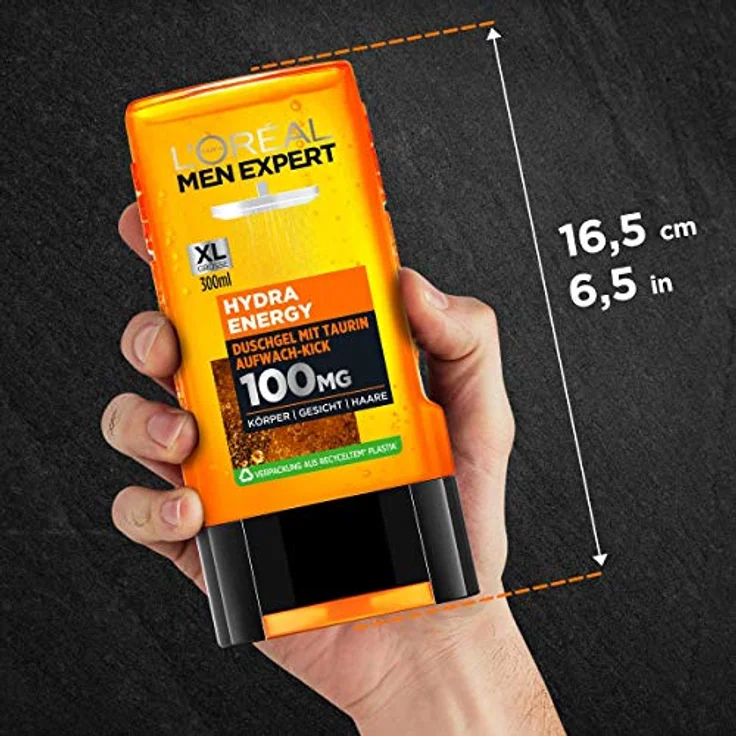 L'Oréal Men Expert Hydra Energy Taurin Duschgel Minz-Extrakt belebt und regeneriert die Haut Gesicht Körper und Haare sanft ohne auszutrocknen 300 ml – Bild 5