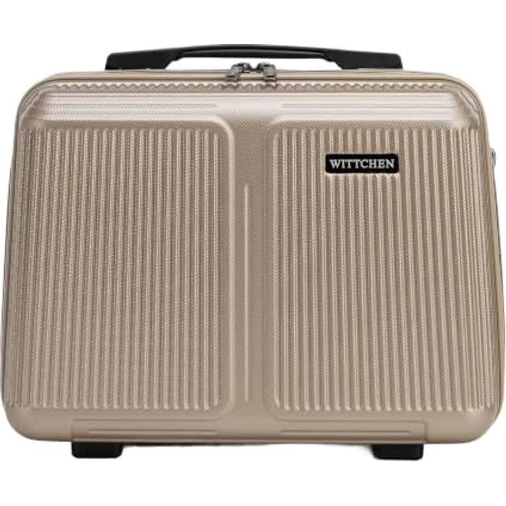 WITTCHEN Stripes Line Kosmetiktasche, Hartschalenkoffer aus ABS mit bequemen Griff und Schultergurt, gold