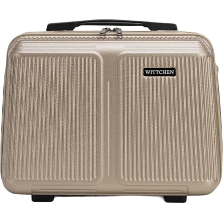 WITTCHEN Stripes Line Kosmetiktasche, Hartschalenkoffer aus ABS mit bequemen Griff und Schultergurt, gold – Bild 1