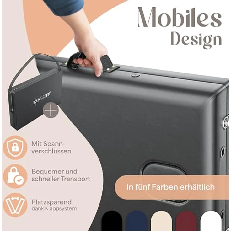 KESSER Massageliege, 3 Zonen klappbar & höhenverstellbar, mobil mit Öl- und Wasserresistenz, 225 kg Belastbarkeit – Bild 6