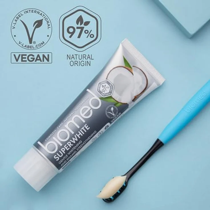 Biomed Super White Fluoridfreie Coconut Oil Toothpaste, zur schonenden Aufhellung, 75 ml – Bild 5