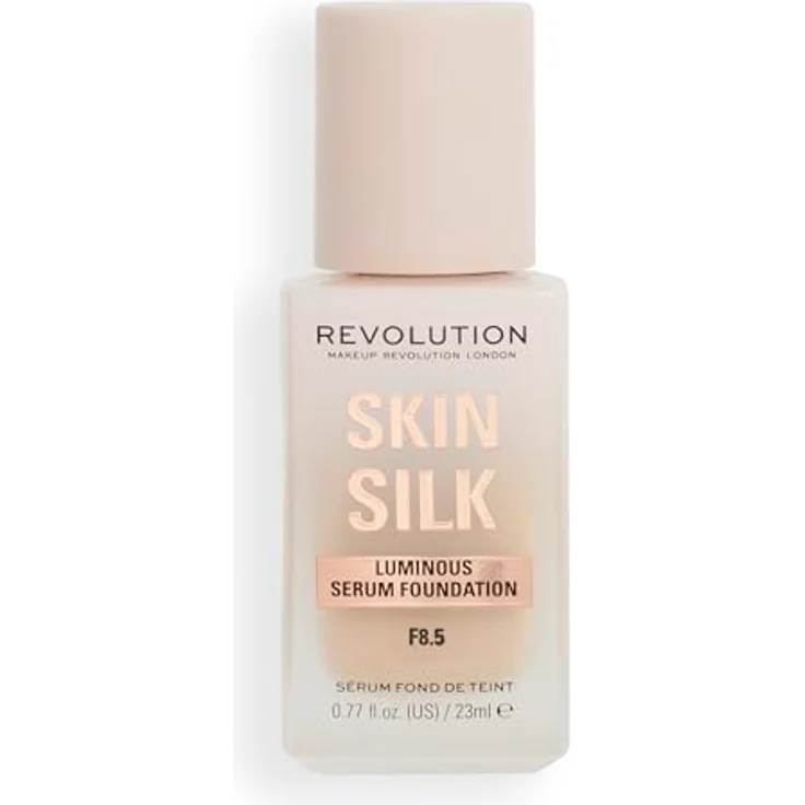 Makeup Revolution Skin Silk Serum Foundation F8.5, leichte bis mittlere Deckkraft, enthält Hyaluronsäure, 23ml, vegan und tierversuchsfrei – Bild 2