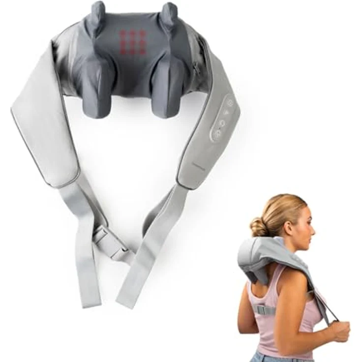 InnovaGoods Silax, Wiederaufladbares 6D-Nacken- und Rückenmassagegerät mit 3 Massagemodi, Wärmefunktion und Tragbarkeit, grün – Bild 1