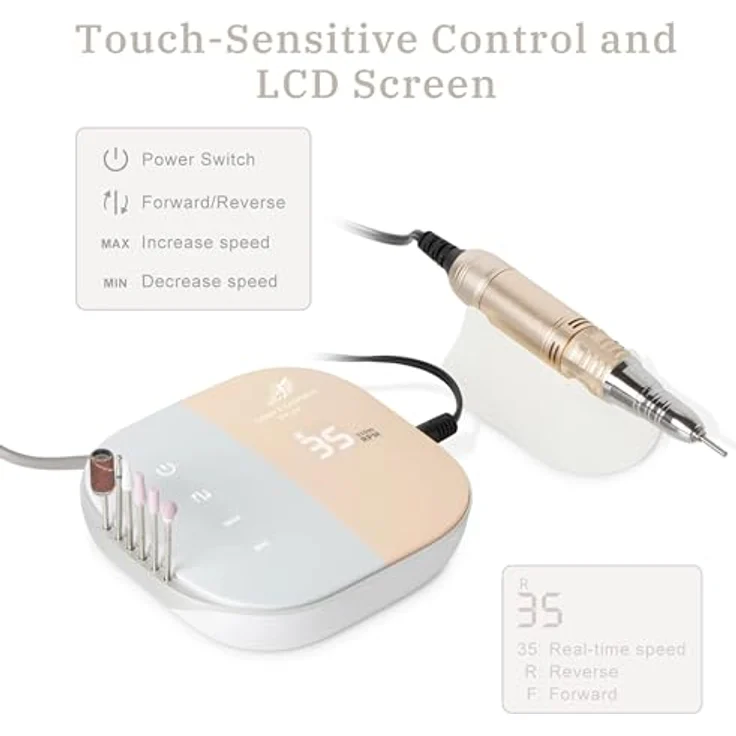 Lalano'S Cosmetics Maniküre-Pediküre-Set Nagelfräser X1000, TouchPro mit 35000 U/Min, Aluminium Handstück, LED Anzeige – Bild 2