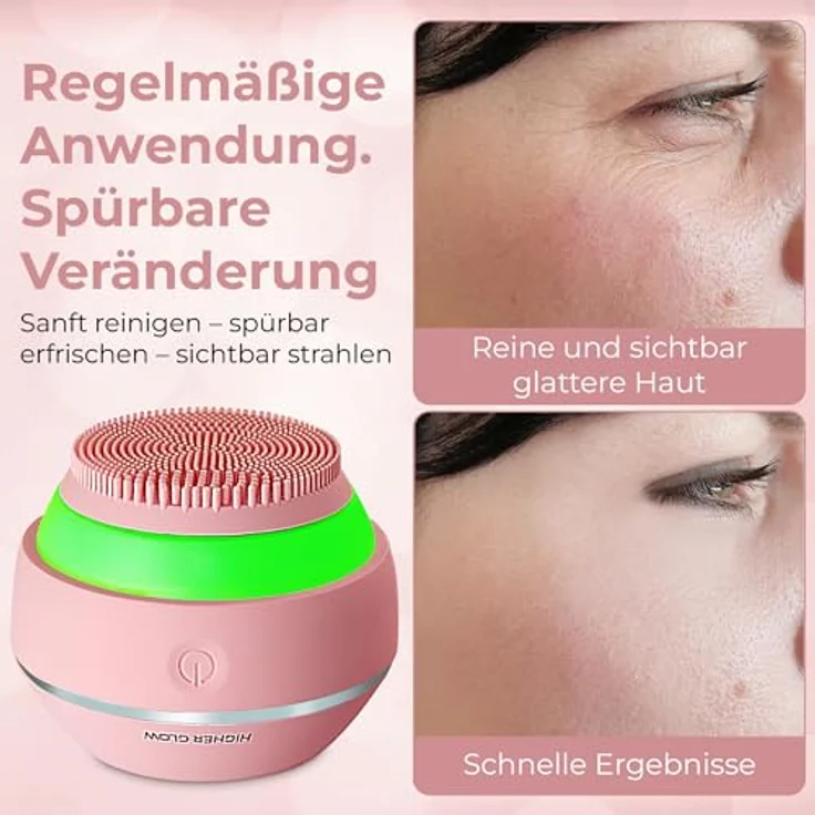 Higher Glow Produkte Higher Glow Produkte Silikon-Gesichtsreinigungsbürste 3D-Vibration Lichttherapie Anti-Aging USB-Aufladung Wasserdicht Gesichtsreinigung – Bild 4