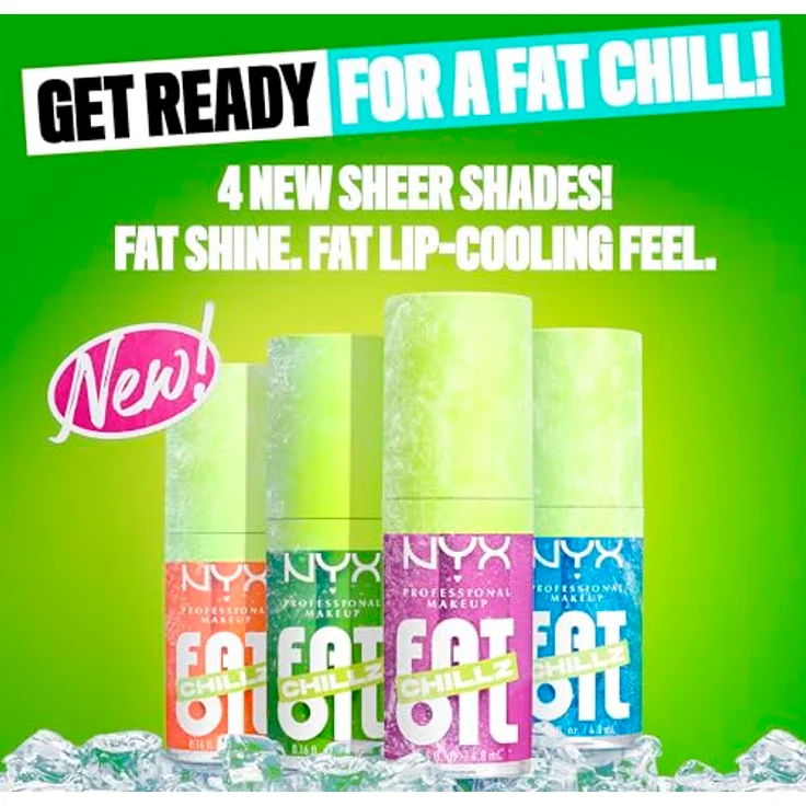 NYX Professional Makeup Fat Oil Chillz Lippenöl, kühlende Wirkung, Farbton Polar Peppermint, 4.8 ml – Bild 3