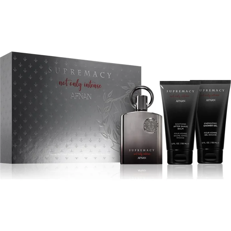 Afnan Supremacy Not Only Intense Geschenkset für Herren, 100 ml Parfüm Extrakt, 150 ml Duschgel, 150 ml After Shave Balsam