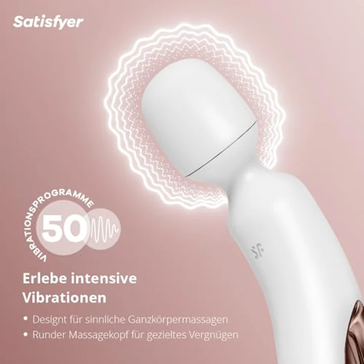 Satisfyer Wand-erland Massager, Dildo & Vibrator für Frauen, 50 Kombinationen, wasserdicht (IPX7), aus hautfreundlichem Silikon, weiß – Bild 2