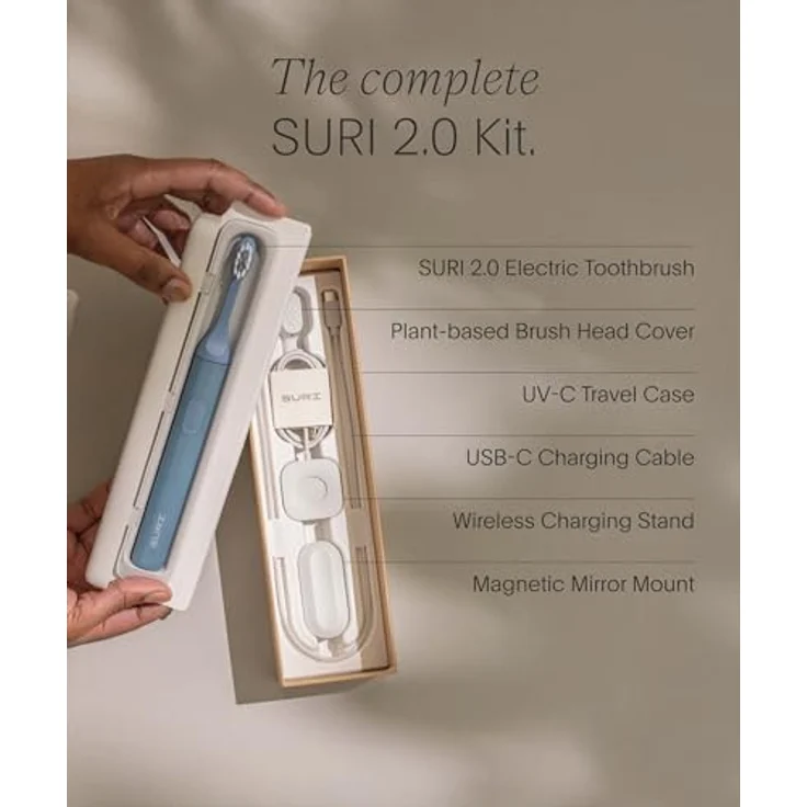 SURI 2.0 Sonic Elektrische Zahnbürste mit Drucksensor & UV-Reinigungs-Reiseetui, 40+ Tage Akku, Blau – Bild 5