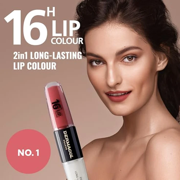 Dermacol 16H Lip Colour, langlebiger, glänzender Lippenstift, Farbton 01 Bella Aura, 2x4 ml – Bild 4