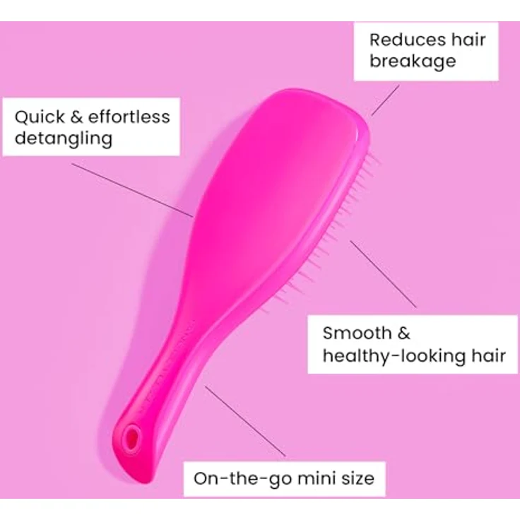 Tangle Teezer Mini The Ultimate Detangler Haarbürste, Rosa, sanft zu nassem Haar, zweistufige Zähne und bequemer Griff, ideal für Kinder und Reisen, reduziert Knoten und Haarbruch – Bild 3