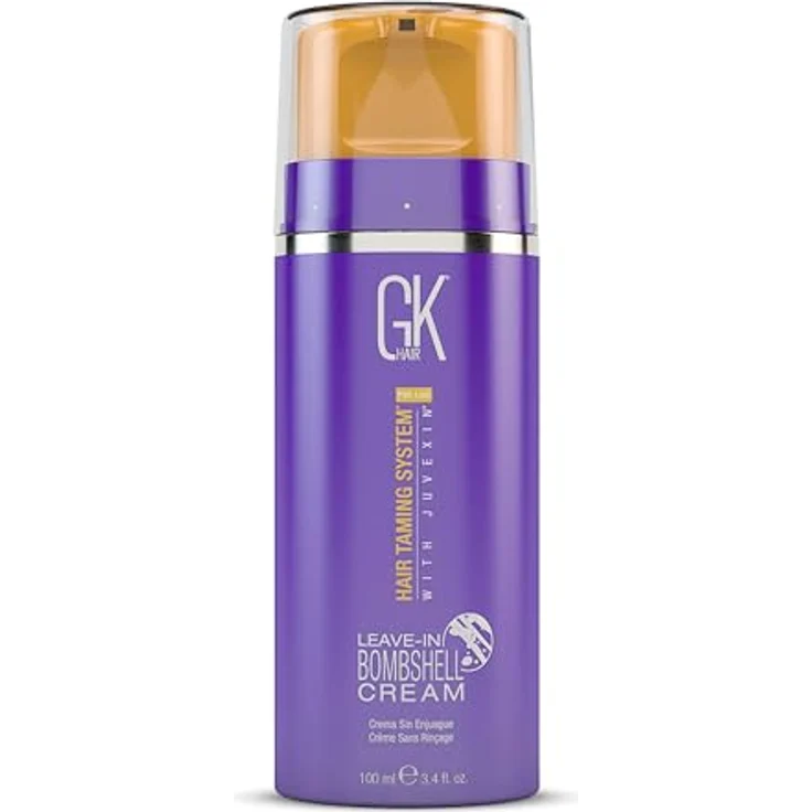 GK HAIR Global Keratin Leave In Bombshell Purple Cream (100ml/3.4 Fl Oz) für blondes geschädigtes Haar - Pflegend, Glättend, Feuchtigkeitsspendend, Frizz Control, entfernt gelbe Brassy-Töne und Flyaways – Bild 1