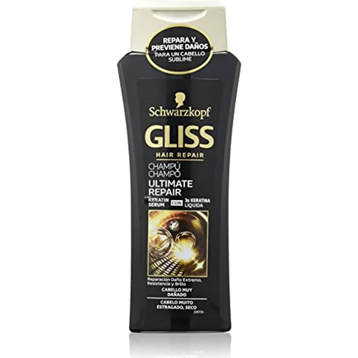 Schwarzkopf Gliss Ultimate Repair Ultra Reparatur-Shampoo für strapaziertes und trockenes Haar (6 x 250 ml) mit flüssigem Keratin und Perlenserum, 90% mehr Festigkeit und Glanz