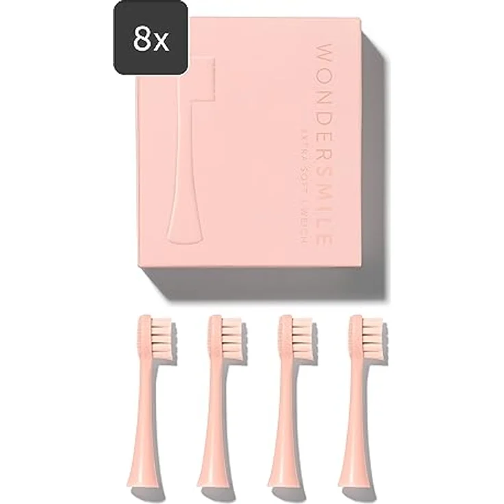 Wondersmile Ersatzbürsten Schallzahnbürste (Soft, Atomic Rose, 8er Pack) - Bürstenköpfe für Wondersmile Schallzahnbürste – Bild 1