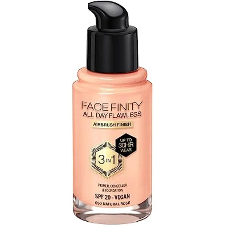 Max Factor Facefinity All Day Flawless, langanhaltende Make-up Foundation mit SPF 20, Farbton C50 Natural Rose, 30 ml – Bild 2