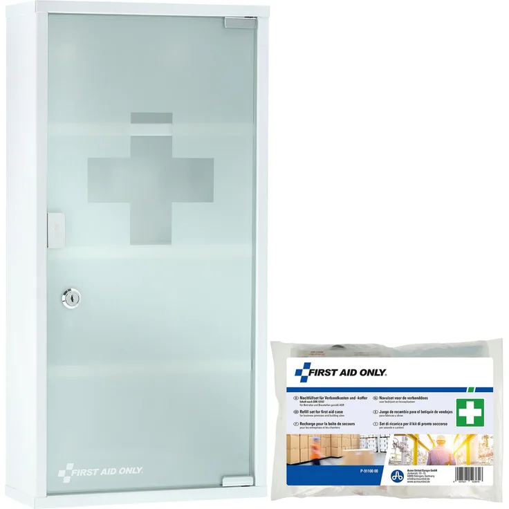First Aid Only, Erste Hilfe Set, Medizinschrank DIN 13157, weiss