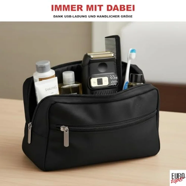 EUROtops Elektro-Rasierer Herren, 3-Klingen-System mit Titan-Scherfolien, USB mit LC-Display und 3-stufiger Geschwindigkeitsanpassung – Bild 5