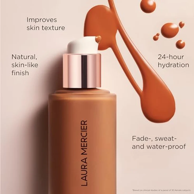 Laura Mercier REAL FLAWLESS FOUNDATION, schwerelose und wasserfeste Foundation, 29 ml, Farbton 0C1 OPAL – Bild 6